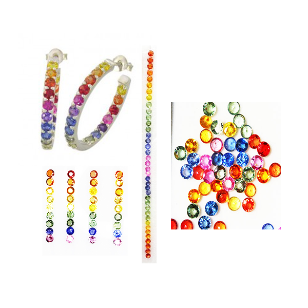 4mm Round Brilliant Rainbow Sapphires.