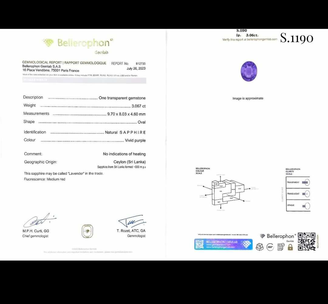 3.067 Carat Certified 100% Natural Lavender Ceylon Sapphire