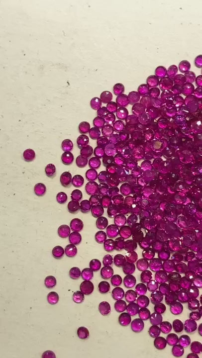 10 Carats Diamond Cut Natural Rubies - 2 mm