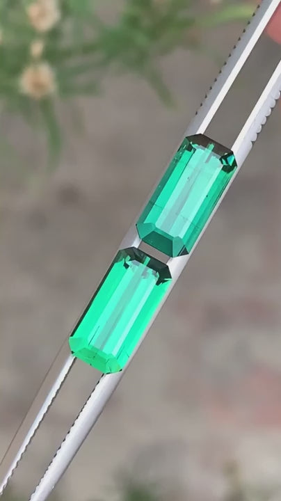5.5 Carats Natural Blueish Green Tourmaline Pair