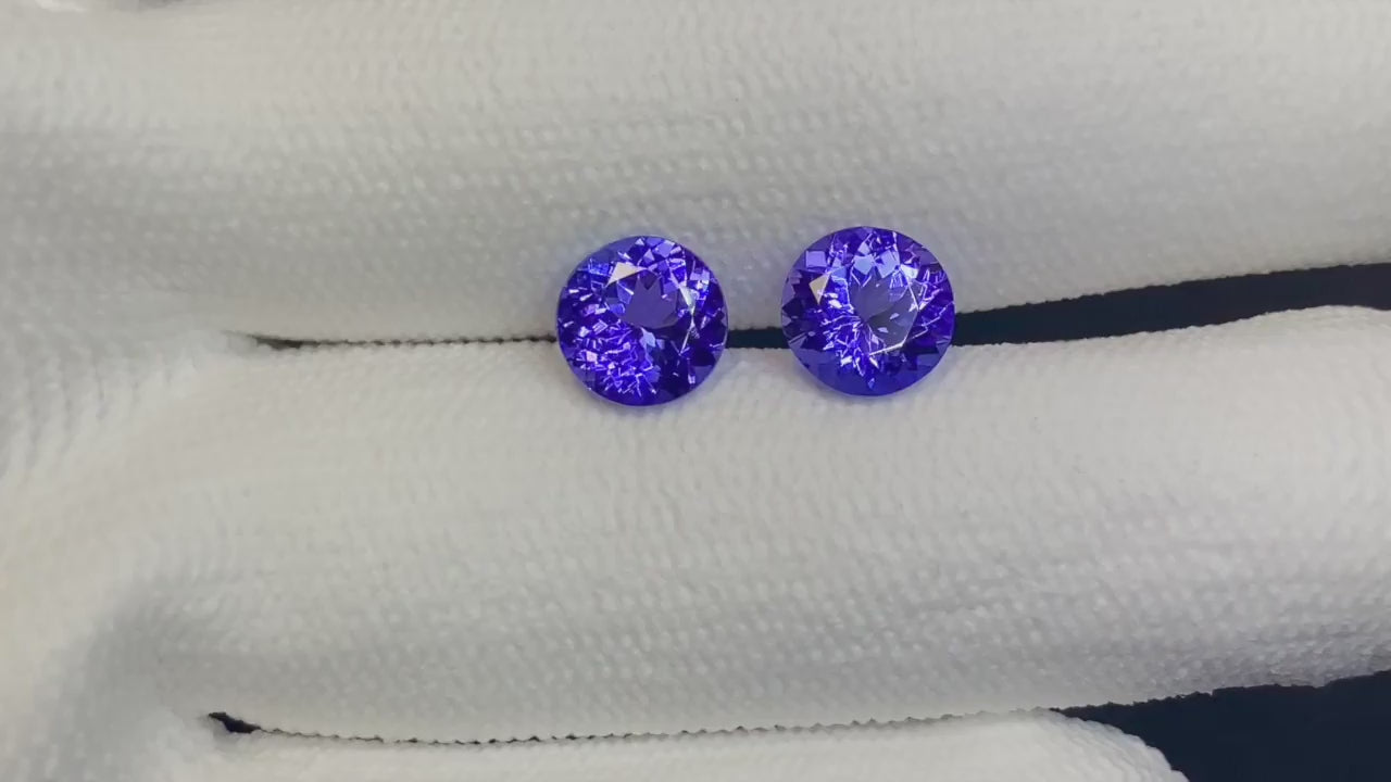 3.60 Carats Natural Round Tanzanite Pair